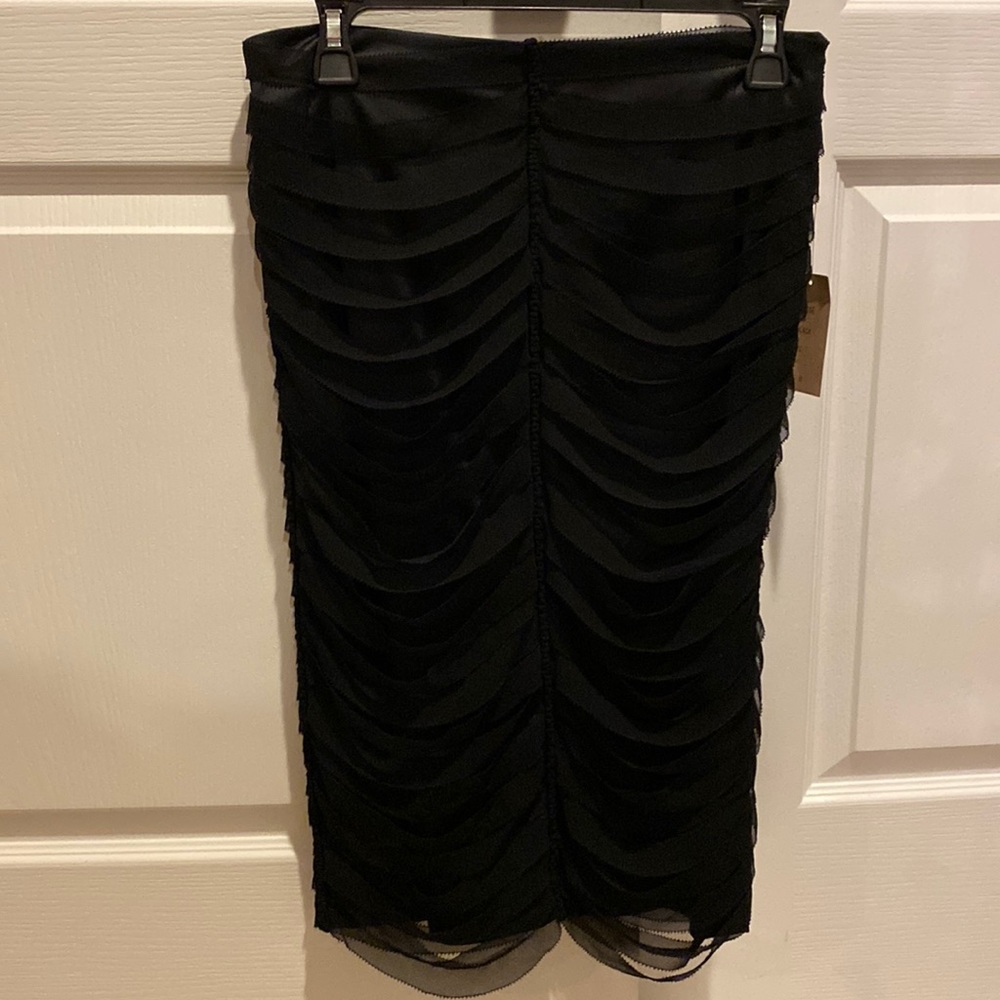 Mandalay black silk overlay and spandex skirt.